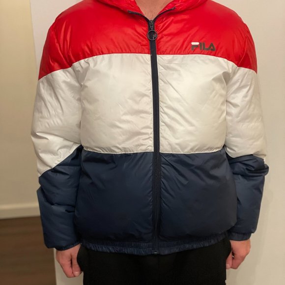 Fila Mens Tatum Striped Puffer Jacket 
